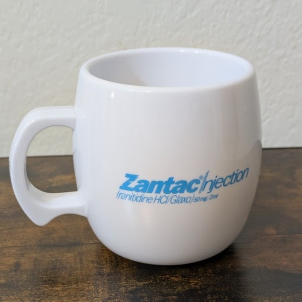 Zantac Injection Coffee Cup Glaxo Pharmaceutical Drug Advertising‎ Plastic Mug